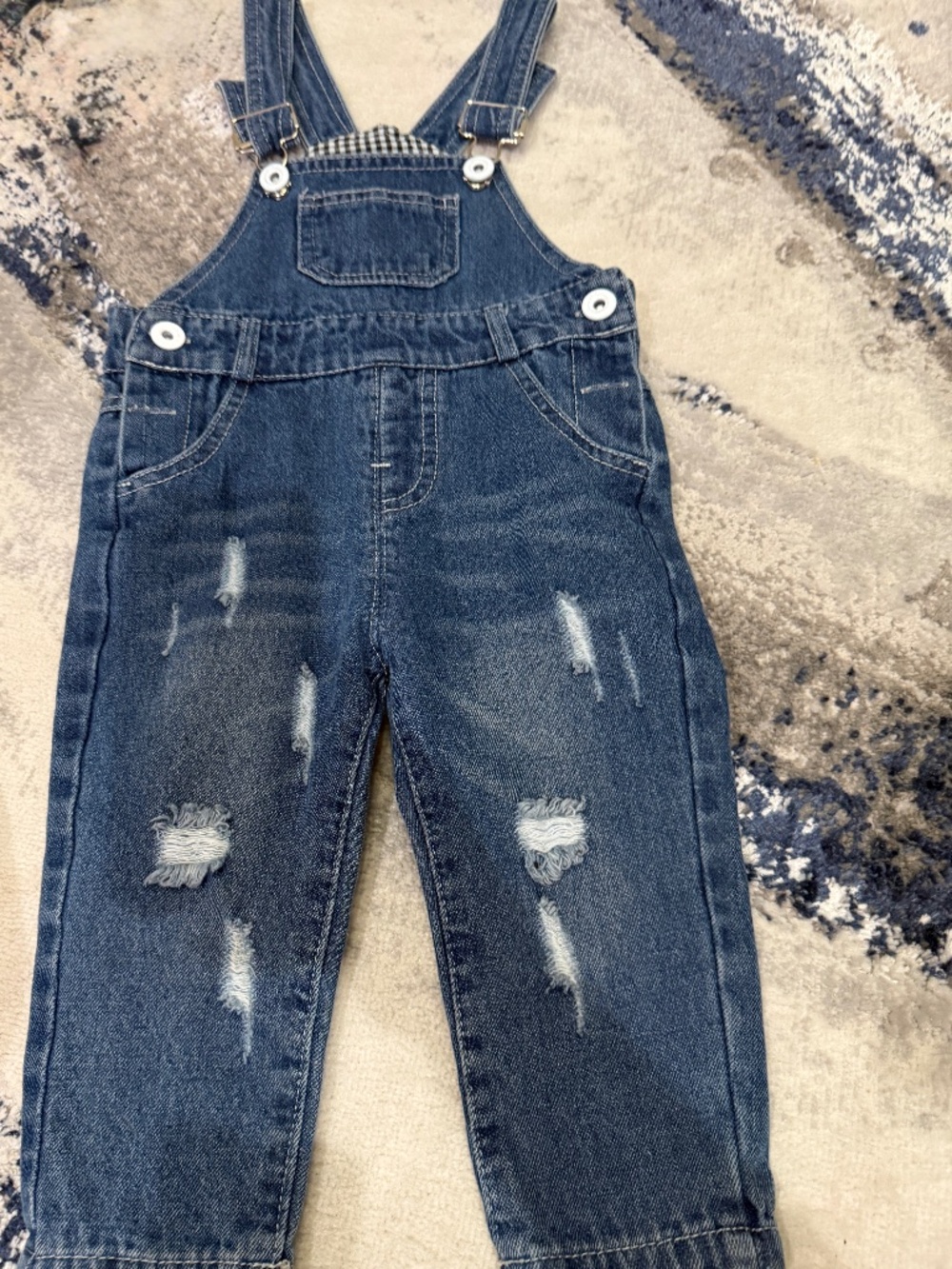 Kidscool Space Toddler Denim Distressed Overalls Size 92 2T-3T
